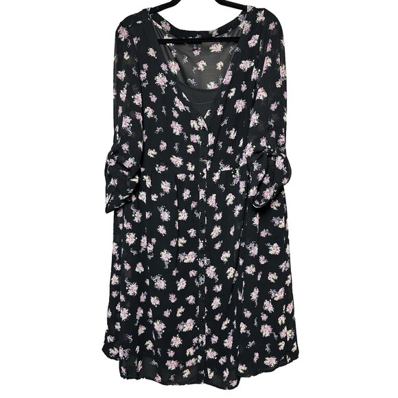 Torrid Babydoll Sheer Overlay Midi Dress Size 2X Floral Fairy Whimsical - Picture 1 of 10